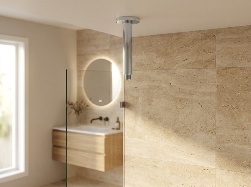 Round Ceiling Shower Arm 150mm - Polished Chrome in a room