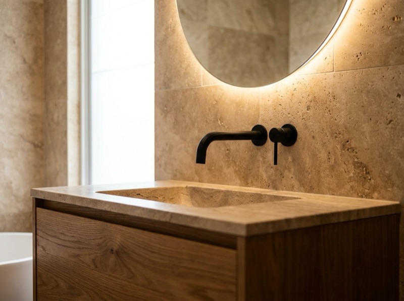 Universal Round Curved Spout - Matte Black in a room