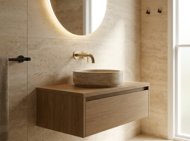 Round Curved Spout 130mm - PVD Tiger Bronze in a room