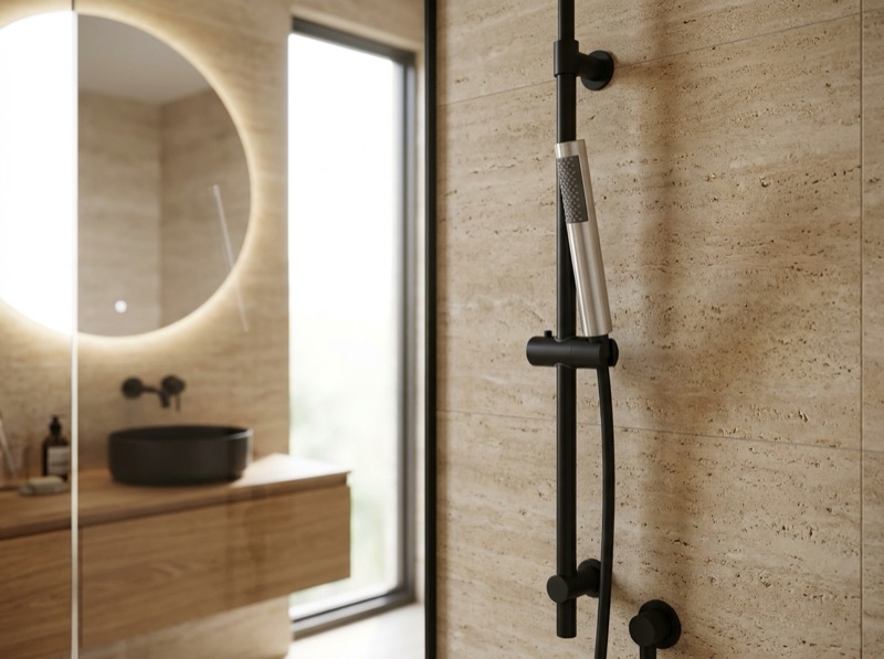 Round Hand Shower Single Function - Polished Chrome in a room