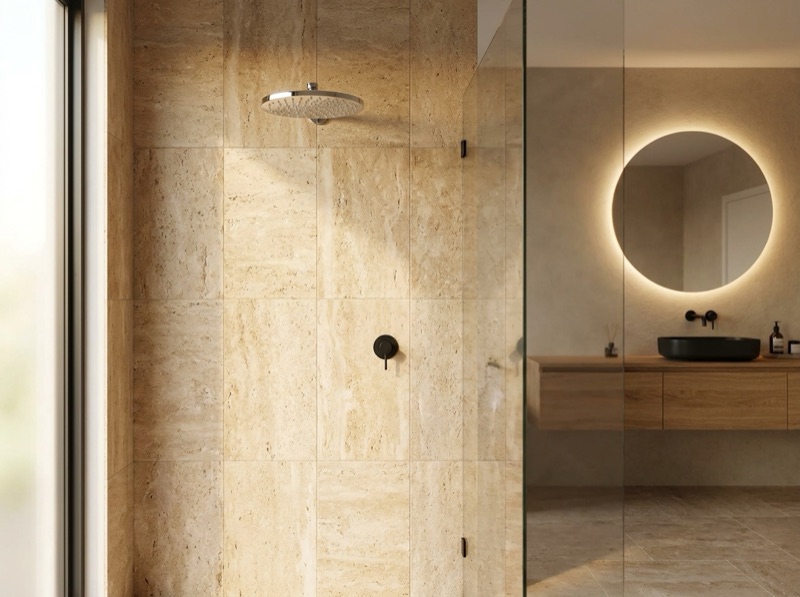 Round Shower Rose 200mm - Polished Chrome in a room