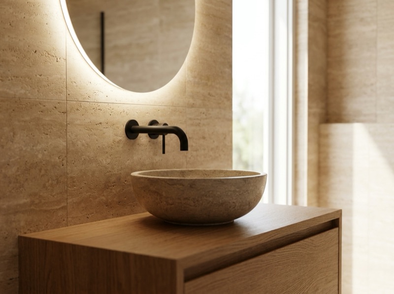 Universal Round Curved Spout 170mm - Matte Black in a room