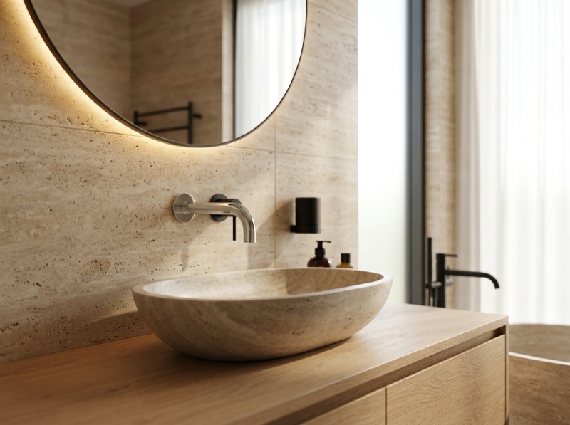 Universal Round Curved Spout 170mm - Polished Chrome in a room