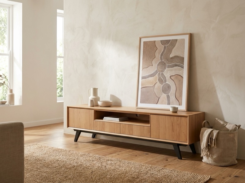 Sapphire Natural Tv Unit in a room