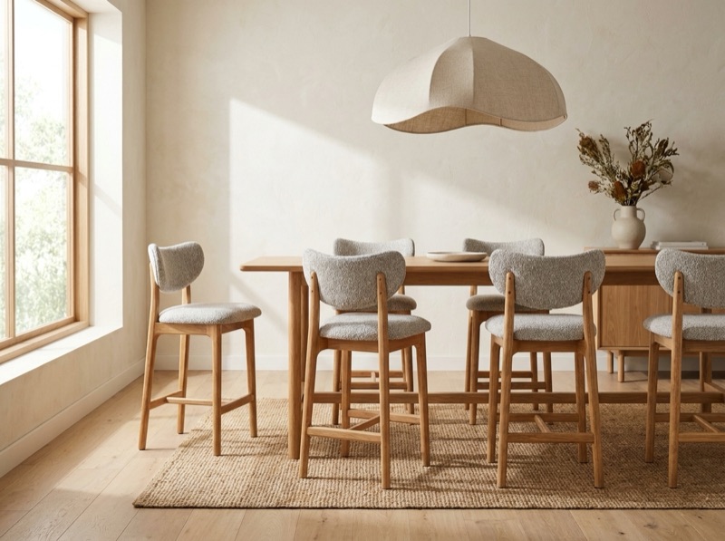 Tina Fabric Bar Stool Natural in a room